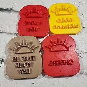 Good Morning Sunshine Bread Or Cookie Stamps Refrigerator Magnets Lot of 4